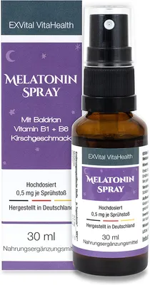 Obrázok produktu pre Melatonín v spreji, s valeriánou a vitamínom B1+ B6 - 0,5 mg tekutého melatonínu v spreji, prírodný hormón spánku, 30 ml fľaša s okamžitým účinkom, be