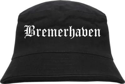 Produktbild von Bremerhaven Fischerhut - Altdeutsch - bedruckt - Bucket Hat Anglerhut Hut Schwarz S/M