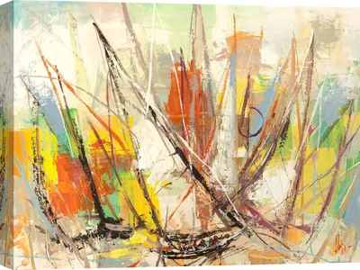 Produktbild von Leinwandbild mit Segelbooten - Luigi Florio, Dynamik einer Regatta - 80x60 cm