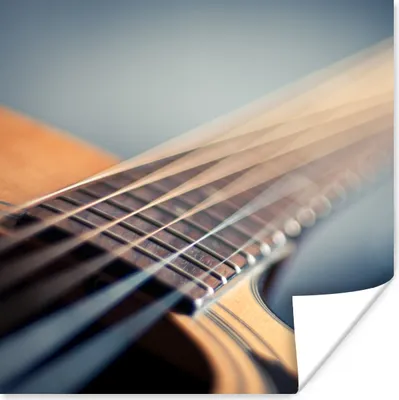 Produktbild von MuchoWow® Poster Nahaufnahme der Saiten einer akustischen Gitarre 50x50 cm - Wohnzimmerdekoration