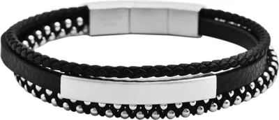 Produktbild von Raptor Echtlederarmband mit Edelstahlmagnetschließe, schwarz und silberfarbig, Länge 21 + 1 cm