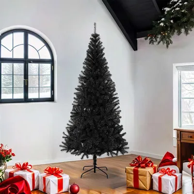 Obrázok produktu pre vidaXL Umelý vianočný stromček so stojanom Black 180 cm PVC