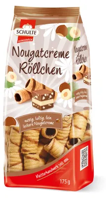 Obrázek produktu pro Schulte ořechové nugátové rohlíčky Oplatkové rohlíčky s ořechovým nugátovým krémem 175g