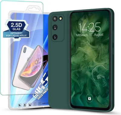 Produktbild von Hülle für Samsung Galaxy S20 FE mit 9H Displayglas Displayschutz Plus Case Cover Bumper Silikon Softgrip Schutzhülle Farbe: Grün