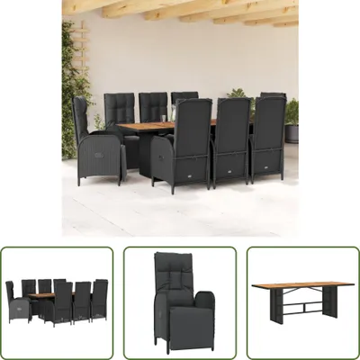 Produktbild von The Living Store 9-tlg. Garten-Essgruppe mit Kissen Schwarz Poly Rattan