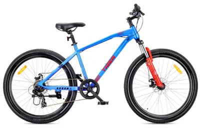 Obrázok produktu pre Horské kolo 26 palcov MTB Tiger Bike, 7 rýchlostí, kotúčové brzdy Shimano, odpružená vidlica, modro-oranžové