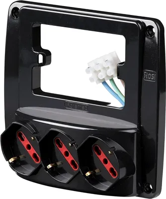 Image de Multiprise de récupération SCHUKO "EMILIA SMART" ROSI : 3 prises Schuko 2P+T 10/16A - Couleur : Noir
