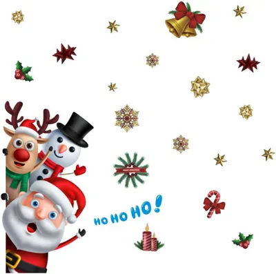 Produktbild von Weihnachtliche selbstklebende Aufkleber für Türen, Wände, Fenster und Kühlschränke zum Selbergestalten – niedliche Fenstersticker für die Weihnachtsdekoration in Geschäft und Schule