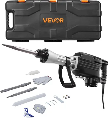 Produktbild von VEVOR Abbruchhammer elektrischer Betonhammer 2800 W, 1200 BPM Presslufthammer mit Spitzmeißel & Flachmeißel & Tragekoffer & Handschuhe & Schutzbrille, für Beton Wände Ziegel Fliesen Fundamente