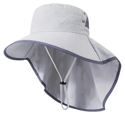 Immagine prodotto di Cappello da sole con protezione per il collo, protezione UV 50+, tesa larga, pieghevole, traspirante, colore grigio, taglia unica