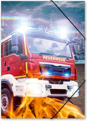 Produktbild von itenga Gummizugmappe Sammelmappe Zeichenmappe A4 PP Motiv FEUERWEHR