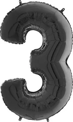 Produktbild von Folienballon Zahl 3 Schwarz, 66 cm Grabo