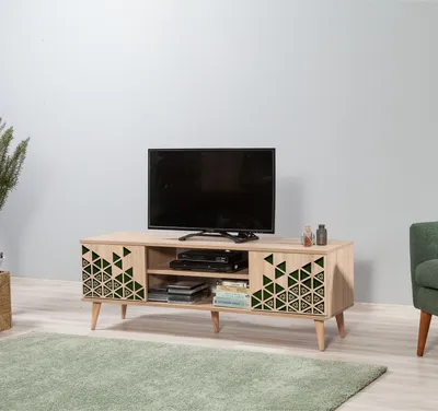 Image de Skye Decor, Truva-121, meuble TV, chêne Sonoma, PANNEAUX DE PARTICULES 100 % MÉLAMINÉS, 140 x 40 x 50 cm