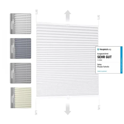 Produktbild von Plissee Klemmfix ohne Bohren 70x130cm Weiß Sonnenschutzrollo Verspannt Blickdicht Lichtschutz Faltrollo Jalousie Rollos für Fenster und Tür