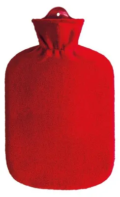 Produktbild von 2 L Wärmflasche mit Fleecebezug, Wärmeflasche, Wärmetherapie, flauschig, rot