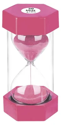 Produktbild von Sanduhr 30 Minuten Rosa für Kinder, mit robuster Kunststoffhülle und langlebigem Design