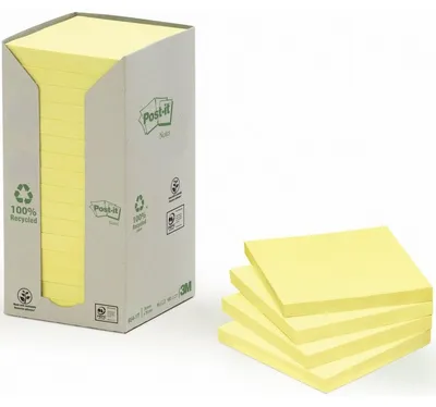 Produktbild von Post-it Haftnotiz Recycling Notes 654-1T 76x76mm ge 16St