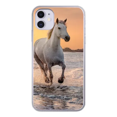 Produktbild von MuchoWow® Handyhülle Schutzhülle Hülle für iPhone 11 Pferde - Sonne - Meer - Strand - Tiere Silikon Softcase Handy Hülle - Handytasche