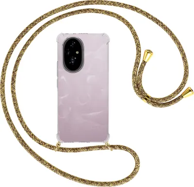 Produktbild von Handykette Backcover-Schutzhülle mit Band (Metall goldfarben) für Honor 200 - braun+beige
