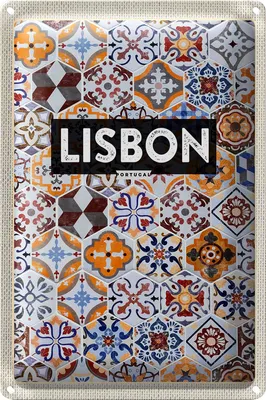 Produktbild von Blechschild Reise 18x12cm Lisbon Portugal Mosaik Kunst