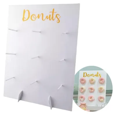 Donut-Wanddisplay aus Holz für 9 Donuts, rechteckig