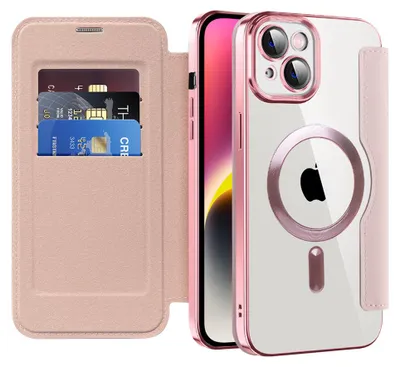 Zdjęcie produktu dla Techsuit - SmartMag Book etui na iPhone 14 - różowe