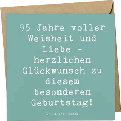 Produktbild von Mr. & Mrs. Panda Grußkarte Spruch 95. Geburtstag Weisheit Liebe - Meeresbrise - Geschenk, doppelkarte, anlasskarte, Klappkarte, faltkarte, Familie, liebevolle Geschenke