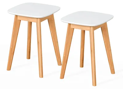 Immagine prodotto di Set di 2 sgabelli in bambù e MDF, ideali per la cucina o il bagno