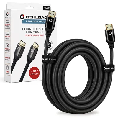 Zdjęcie produktu dla OEHLBACH Black Magic MKII, 2 m, HDMI Typu A (Standard), HDMI Typu A (Standard), Kompatybilność 3D, 48 Gbit/s, Czarny