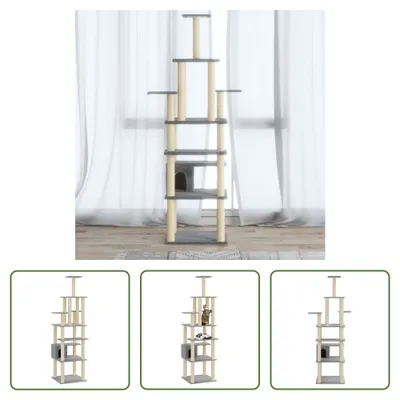 Immagine prodotto di The Living Store Graffiatoio con pali in sisal Grigio chiaro 183 cm