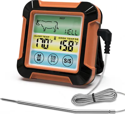 Produktbild von BBQ Thermometer, bratenthermometer, grillthermometer, fleischthermometer digital, Berührungssensitiver Bildschirm, Timer, Wasserdicht, küchenthermometer