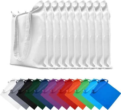 Produktbild von 10er SET Stofftaschen Baumwolltaschen 38x42 cm Taschen Beutel Tragetaschen Einkaufstaschen Stoffbeutel, in Farbe: Weiß