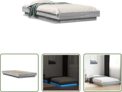 Image de The Living Store Cadre de lit avec LED Gris Sonoma 100x200 cm Bois composite