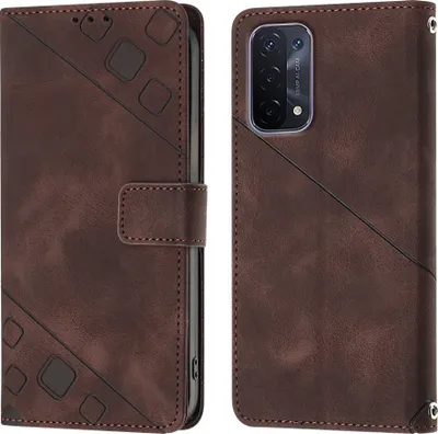 Produktbild von Hülle für OPPO A54 5G/A74 5G/A93 5G Prägung Flip Leder Brieftasche Schutzhülle mit Ständer Braun
