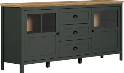 Produktbild von Kommode >Stanton< in Tannengrün / Eiche - 184x86x45cm (BxHxT)
