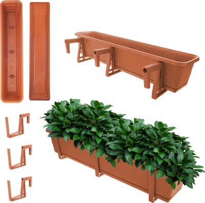Produktbild von KADAX Balkonkasten Blumentopf Blumentopf 80cm Halterungen Ständer Balkongeländer