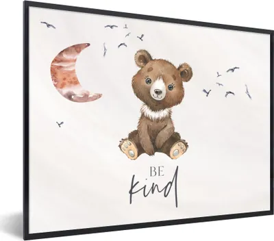 Produktbild von MuchoWow® Gerahmtes Poster Sprichwörter - Kind sein - Kinder - Teddybär - Aquarell 40x30 cm - Poster mit Schwarzem Bilderrahmen Wandposter Rahmen Foto Bilder - Kunstposter - Wanddekorationen