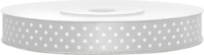 Produktbild von Satinband, gepunktet, silber B:12 mm, L: 25 m