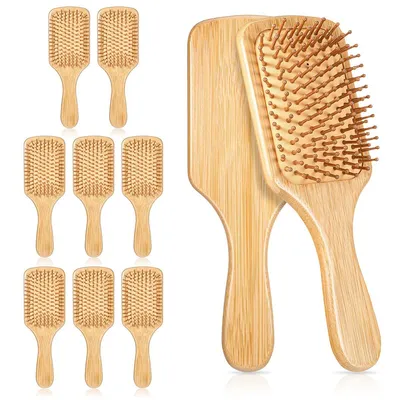 Produktbild von 10-pcs Bambus-Kamm,aus Holz natürliche Bambusborsten, fördert das Haarwachstum,massiert die Kopfhaut,geeignet für alle Altersgruppen