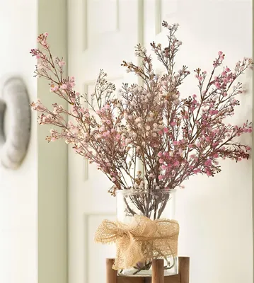 Produktbild von 2x Kunstpflanze "Schleierkraut" mit Blüten in rosa und weiß, 83 cm, Dekozweige, Kunstblume, Dekoblume