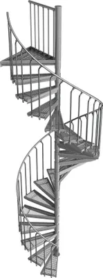 Produktbild von Spindeltreppe Ø 160 cm | Höhen: 360-377 cm | 19 Stufen, ein Podest | Streckgitter Stufenbelag, Feuerverzinkt