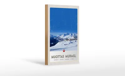 Produktbild von Holzschild Reise 12x18 cm Muottas Murgal Schweiz Gebirge Schnee