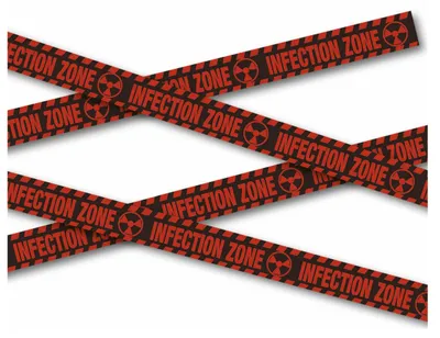 Productafbeelding van Halloween waarschuwingslint "Zombie Zone", decoratie voor een feest, griezelige gevarenaanduiding, afzetlint, decoratie voor een horroravontuur, kleur: zwart