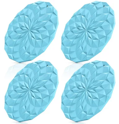 Produktbild von Silikonuntersetzer 4er-Pack Topfablagen 18,8 cm Blau Hitzebeständig