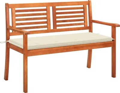 Produktbild von 2-Sitzer-Gartenbank mit Auflage 120 cm Massivholz Eukalyptus
