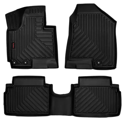 Produktbild von Gummi-Fußmatten Vorne + Tunnel für Hyundai iX35 2010-2015 (SUV) – Schwarz, passgenau