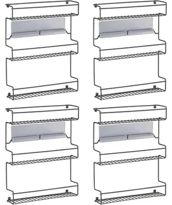 Produktbild von mDesign 4er-Set Gewürzregal Metall Wandmontage selbstklebend Mattschwarz