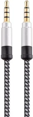Produktbild von AUX Kabel 3,5mm auf Klinken Stecker für Auto iPhone MP3 Handy 1,5m 4-pol Silber