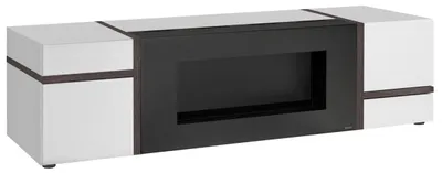 Produktbild von TV-Lowboard "Lovely" in weiß Hochglanz und Ulme TV Unterteil mit Ethanol Kamin 150 cm