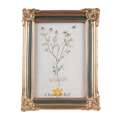 Immagine prodotto di Cornice per quadri Clayre & Eef 10x15 cm in poliresina verde color oro